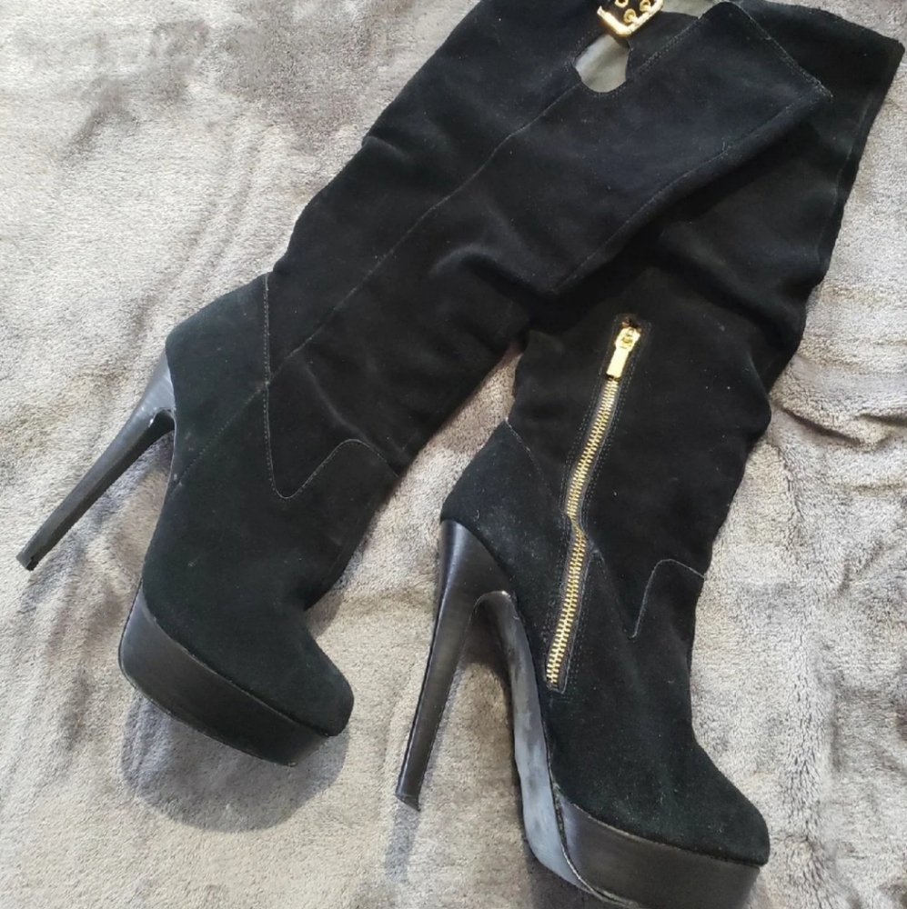 Colin Stuart Leather Suede Knee Boots 8